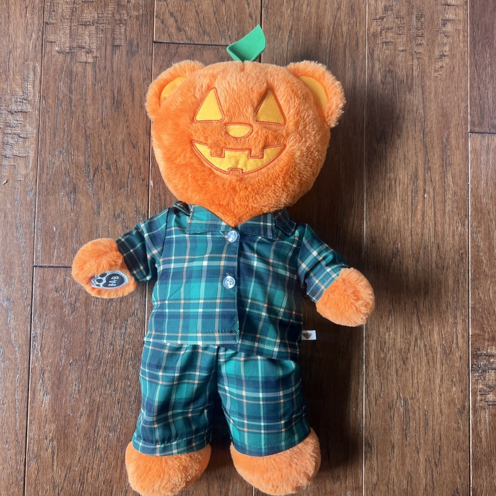 Build A Bear Plush Pumpkin Glow Teddy Bear Outfit BAB Jack O' Lantern Halloween